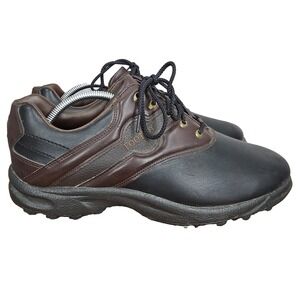 Footjoy‎ Greenjoys Golf Shoes Men's 11 Wide Black Brown 45564 Soft Spikes